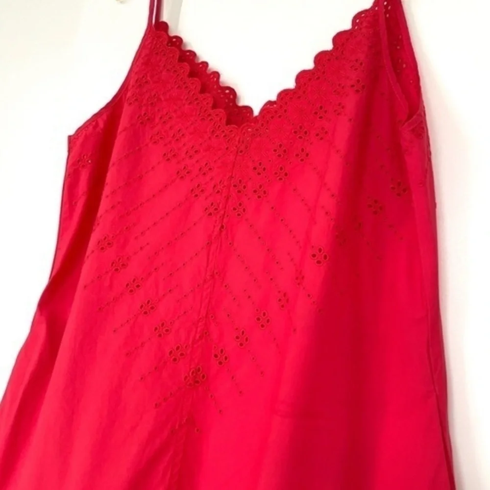 REBECCA TAYLOR LA VIE Alice Red Eyelet Sleeveless Tiered Couture Mini Dress XS